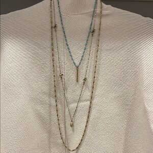 Lucky Brand Gold and Turquoise Multi-Layer Necklace